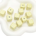 Cream acrylic cube beads with leopard print for DIY phone chain making accessories - Yellow Cow Print