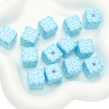 Blue leopard print square acrylic beads for DIY handmade jewelry and phone chains - Blue Cow Pattern