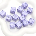 Handmade DIY square acrylic beads with purple heart pattern for creative phone charms - Purple Cow Print