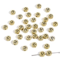 Flat round black and gold acrylic letter U beads for DIY jewelry and necklace making - U Gold with Black Letter