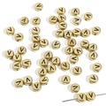 Golden acrylic 7mm flat round bead featuring black letter V for DIY jewelry making - V Gold with Black Letter