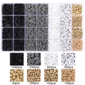 Bastelset mit 24 Fächern, schwarzen, grauen, weißen Tonscheiben und Buchstaben-Perlen - 6mm Schwarz Grau Weiß