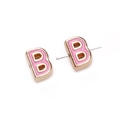 Pink enamel letter B charm bead with gold finish for DIY jewelry and bracelets - Letter B / 5 Pieces / Pink