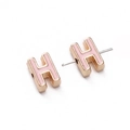 Rosa Emaille-Buchstabe H Perle mit Vergoldung und horizontalem Loch für DIY-Schmuck - Buchstabe H