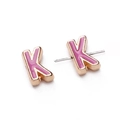 Rosa Emaille-Buchstabe K Anhänger mit goldenem Metallsockel für DIY Schmuckherstellung - Buchstabe K