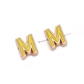 Goldene Legierung Buchstabe M Perle mit gelber Emaille für DIY-Schmuck und Armbänder - Buchstabe M