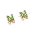Grüne Emaille-Buchstabenperle N aus Goldlegierung für DIY-Schmuck und Armbänder - Buchstabe N