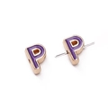 Buchstabe P goldene Legierungsperle mit lila Emaille für DIY Schmuck und Armbänder - Buchstabe P
