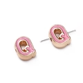 Roségoldene Buchstabe Q Perle mit rosa Emaille für DIY Schmuck und Armbänder - Buchstabe Q