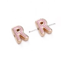 Goldene Legierung Perle mit rosa Emaille Buchstabe R Anhänger für DIY Schmuck - Buchstabe R