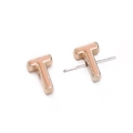 Rosafarbene Emaille T-Buchstaben Ohrstecker mit Vergoldung für DIY Schmuck - Buchstabe T