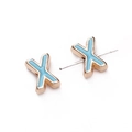 Himmelblauer Emaille-Ohrstecker Buchstabe X mit vergoldetem Finish für DIY-Schmuck - Buchstabe X