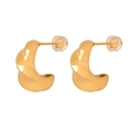 Vintage 18k vergoldete Edelstahl Ohrringe in verdrehter C-Form für Damen Schmuck - XJE0002