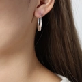 Pendientes geométricos minimalistas en forma de U plateados con acabado de espejo pulido - F1243-Forma de U Larga y Lisa / Plateado