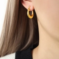 Pendientes de gota en forma de U bañados en oro de 18k con un estilo retro francés elegante - F1244-Forma de U Corta y Lisa / Dorado