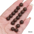 Deep brown 8mm round wooden spacer beads with natural grain texture for DIY jewelry making - Large Bead / 8mm (5 Pieces/Pack) / Dark Coffee