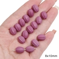 Deep purple matte pumpkin-shaped ceramic beads for DIY jewelry making, 8x10mm size - Faceted Olive Bead / 5 Pcs/Pack / Purple