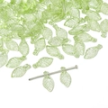 Perles en acrylique vert clair en forme de feuille avec nervures pour bijoux DIY - 10 pcs/Paquet / 5x10mm / Vert clair