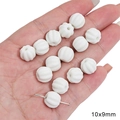 White pumpkin-shaped ribbed ceramic beads 10x9mm for DIY handmade jewelry crafts - Large Pumpkin Bead / 5 Pcs/Pack / White