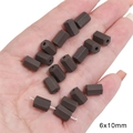 Brown frosted hexagonal ceramic pumpkin beads 6x10mm for DIY jewelry making - Small Faceted Cylinder / 5 Pcs/Pack / Dark Coffee