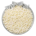 Cuentas de vidrio blanco crema irisado para joyería DIY en una bandeja elegante - 4mm / Paquete de 10g (Aprox. 160 Pcs) / Amarillo