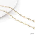 14K gold filled 3mm paperclip chain link for DIY jewelry making handmade bracelets - 3mm (1m/Pack)