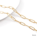 5mm 14K gold filled rectangular paperclip chain for DIY jewelry making and necklaces - 5mm (50cm/Pack)