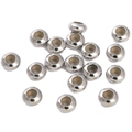 Polished silver flat round slider beads with large holes for DIY jewelry making - 8mm / 2 Pieces/Pack / Platinum