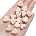 Pink and creamy white acrylic heart beads for handmade jewelry DIY charm accessories - 15x13mm (5 Pieces/Pack) / White With Pink Heart