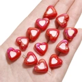 Acrylic heart beads for DIY jewelry making in translucent red and light pink finish - 15x13mm (5 Pieces/Pack) / Red with White Hearts