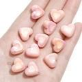Pink iridescent heart acrylic beads for DIY jewelry making held in a palm - 15x13mm (5 Pieces/Pack) / Pink with White Heart