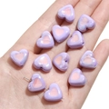 Iridescent lavender heart beads with pink oil drip center for DIY jewelry making - 15x13mm (5 Pieces/Pack) / Purple With Pink Heart