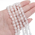 Flat round millefiori glass flower beads for DIY jewelry and bracelet making - 6mm (Approx 65 Beads) / White