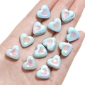 Blue and pink gradient heart beads with AB luster for DIY jewelry making - 15x13mm (5 Pieces/Pack) / Blue With Pink Heart