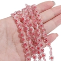 Pink and white millefiori glass beads with floral pattern for DIY jewelry making - 6mm (Approx 65 Beads) / Pink