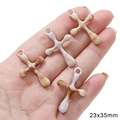 Set van vier 23x35mm amberen acryl kruishangers voor DIY sieraden maken - 23x35mm (10 stuks/verpakking)