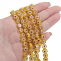 Handmade yellow millefiori flat round glass flower beads for DIY jewelry making - 6mm (Approx 65 Beads) / Yellow
