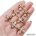 Bruine en beige libel hanger van kunsthars met marmerpatroon en oogje, 20x21mm - 20x21mm (10 stuks/verpakking)