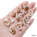 Set van 10 amber marmeren acryl cijferhangers 0-9 voor DIY sieraden maken van 24mm - Hoogte 24mm (10 stuks/verpakking)