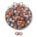 Round cat eye resin beads in taupe and grey bicolor for DIY handmade jewelry crafts - Orange Blue