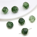 Macro shot of green acrylic amber beads with irregular facets and threaded metal pin - Irregular Faceted Beads / 5 Pieces/Pack (12x12mm) / Green