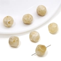 Macro shot of cream marble acrylic beads with drill holes for DIY jewelry making - Irregular Faceted Beads / 5 Pieces/Pack (12x12mm) / Beige