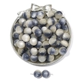 Gray-blue and beige cat-eye resin beads with satin luster for DIY jewelry making - Blue Gray