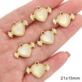 Golden alloy cat-eye heart bow charms for DIY jewelry making, 21x15mm, 6pcs pack - Candy Heart Style (BJI1122)