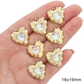 Ciondoli a cuore dorati con centro occhio di gatto e bordi stile lava, 18x19mm - Stile Cuore Increspato (BJI1122)