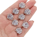 Silver-finish heart charms with purple crystals and thorn design for jewelry making - Purple Rhinestone Heart Claw Pendant / 1 Piece