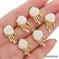 Set di sei ciondoli a rosa y2k con basi in metallo dorato liquido per gioielli DIY - Stile Fiore di Rosa (BJI1122)