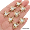 Ciondoli cuore Saturno 19x16mm con pietra occhio di gatto e strass per gioielli fai-da-te - Stile Pianeta Cuore (BJI1122)
