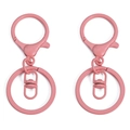Mousqueton rose mat avec anneau pivotant et porte-clés plat pour accessoires DIY - 2 Pcs/Pack (Mousqueton 24x34mm+Boucle en 8+Anneau 30mm) / Rose chair