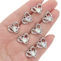 Silver alloy hollow heart pendants with iridescent pearl beads for DIY jewelry making - Irregular Heart Round Zircon Pendant / 1 Piece